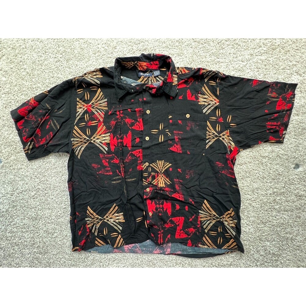 Puritan Shirt Mens 3XL Black l Hawaiian Viscose Short Sleeve Aloha Beach
